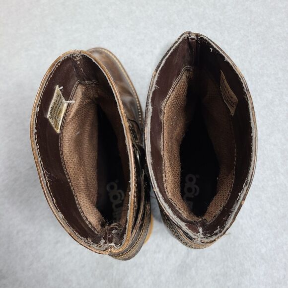 Vtg Dingo Metro Leather Ankle Boots Size 6.5 Harness Zipper Accents Urban Brown - Picture 7 of 8